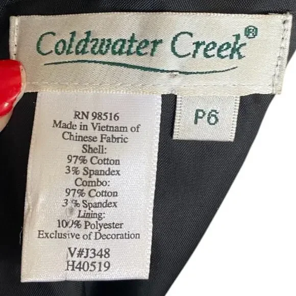 Coldwater Creek Black White Polka Dot Lime Green Trim Dress Sz 6P